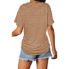 image:imageWIHOLL Womens Summer TShirts Short Sleeve V Neck Dolman Tops with Side Shirring Loose Fit Shirts Spring Fashion04coffee