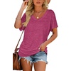 image:imageWIHOLL Womens Summer TShirts Short Sleeve V Neck Dolman Tops with Side Shirring Loose Fit Shirts Spring Fashion04fuchsia