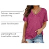 image:imageWIHOLL Womens Summer TShirts Short Sleeve V Neck Dolman Tops with Side Shirring Loose Fit Shirts Spring Fashion04fuchsia