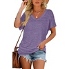 image:imageWIHOLL Womens Summer TShirts Short Sleeve V Neck Dolman Tops with Side Shirring Loose Fit Shirts Spring Fashion04light Purple