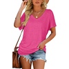 image:imageWIHOLL Womens Summer TShirts Short Sleeve V Neck Dolman Tops with Side Shirring Loose Fit Shirts Spring Fashion04rose Pink