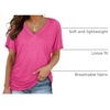 image:imageWIHOLL Womens Summer TShirts Short Sleeve V Neck Dolman Tops with Side Shirring Loose Fit Shirts Spring Fashion04rose Pink