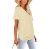 image:imageWIHOLL Womens Summer TShirts Short Sleeve V Neck Dolman Tops with Side Shirring Loose Fit Shirts Spring Fashion05beige
