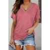 image:imageWIHOLL Womens Summer TShirts Short Sleeve V Neck Dolman Tops with Side Shirring Loose Fit Shirts Spring Fashion05brick Red