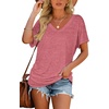 image:imageWIHOLL Womens Summer TShirts Short Sleeve V Neck Dolman Tops with Side Shirring Loose Fit Shirts Spring Fashion05brick Red