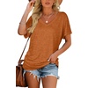 image:imageWIHOLL Womens Summer TShirts Short Sleeve V Neck Dolman Tops with Side Shirring Loose Fit Shirts Spring Fashion05burntorange