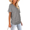 image:imageWIHOLL Womens Summer TShirts Short Sleeve V Neck Dolman Tops with Side Shirring Loose Fit Shirts Spring Fashion05grey