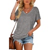 image:imageWIHOLL Womens Summer TShirts Short Sleeve V Neck Dolman Tops with Side Shirring Loose Fit Shirts Spring Fashion05grey