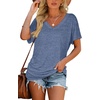 image:imageWIHOLL Womens Summer TShirts Short Sleeve V Neck Dolman Tops with Side Shirring Loose Fit Shirts Spring Fashion05light Blue