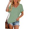 image:imageWIHOLL Womens Summer TShirts Short Sleeve V Neck Dolman Tops with Side Shirring Loose Fit Shirts Spring Fashion05light Green