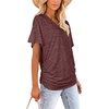 image:imageWIHOLL Womens Summer TShirts Short Sleeve V Neck Dolman Tops with Side Shirring Loose Fit Shirts Spring Fashion05red