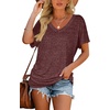 image:imageWIHOLL Womens Summer TShirts Short Sleeve V Neck Dolman Tops with Side Shirring Loose Fit Shirts Spring Fashion05red