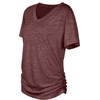 image:imageWIHOLL Womens Summer TShirts Short Sleeve V Neck Dolman Tops with Side Shirring Loose Fit Shirts Spring Fashion05red