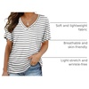 image:imageWIHOLL Womens Summer TShirts Short Sleeve V Neck Dolman Tops with Side Shirring Loose Fit Shirts Spring Fashion06black Stripes