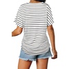 image:imageWIHOLL Womens Summer TShirts Short Sleeve V Neck Dolman Tops with Side Shirring Loose Fit Shirts Spring Fashion06black Stripes