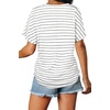 image:imageWIHOLL Womens Summer TShirts Short Sleeve V Neck Dolman Tops with Side Shirring Loose Fit Shirts Spring Fashion06grey Stripes