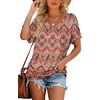 image:imageWIHOLL Womens Summer TShirts Short Sleeve V Neck Dolman Tops with Side Shirring Loose Fit Shirts Spring Fashion3boho Orange