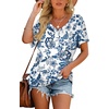image:imageWIHOLL Womens Summer TShirts Short Sleeve V Neck Dolman Tops with Side Shirring Loose Fit Shirts Spring Fashion3boho White