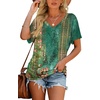 image:imageWIHOLL Womens Summer TShirts Short Sleeve V Neck Dolman Tops with Side Shirring Loose Fit Shirts Spring Fashion3floral Green