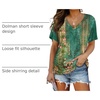 image:imageWIHOLL Womens Summer TShirts Short Sleeve V Neck Dolman Tops with Side Shirring Loose Fit Shirts Spring Fashion3floral Green