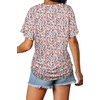 image:imageWIHOLL Womens Summer TShirts Short Sleeve V Neck Dolman Tops with Side Shirring Loose Fit Shirts Spring Fashion3floral Pink