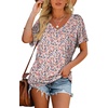 image:imageWIHOLL Womens Summer TShirts Short Sleeve V Neck Dolman Tops with Side Shirring Loose Fit Shirts Spring Fashion3floral Pink