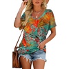 image:imageWIHOLL Womens Summer TShirts Short Sleeve V Neck Dolman Tops with Side Shirring Loose Fit Shirts Spring Fashion3hawaii Orange Blue