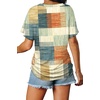 image:imageWIHOLL Womens Summer TShirts Short Sleeve V Neck Dolman Tops with Side Shirring Loose Fit Shirts Spring Fashion3plaid Orange Blue