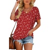 image:imageWIHOLL Womens Summer TShirts Short Sleeve V Neck Dolman Tops with Side Shirring Loose Fit Shirts Spring Fashion3spotted Red