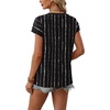 image:imageWIHOLL Womens Summer Tops 2026 Cap Short Sleeve Shirs V Neck T Shirts Fashion Beach Vacation Clothes Color BlockPrint Black