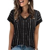 image:imageWIHOLL Womens Summer Tops 2026 Cap Short Sleeve Shirs V Neck T Shirts Fashion Beach Vacation Clothes Color BlockPrint Black