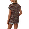 image:imageWIHOLL Womens Summer Tops 2026 Cap Short Sleeve Shirs V Neck T Shirts Fashion Beach Vacation Clothes Color BlockPrint Black Floral