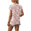 image:imageWIHOLL Womens Summer Tops 2026 Cap Short Sleeve Shirs V Neck T Shirts Fashion Beach Vacation Clothes Color BlockPrint Pink