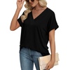 image:imageWIHOLL Womens Summer Tops Short Dolman Sleeve Shirts 2026 Fashion V Neck Outfits Clothes1black