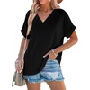 image:imageWIHOLL Womens Summer Tops Short Dolman Sleeve Shirts 2026 Fashion V Neck Outfits Clothes1black