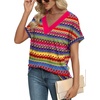 image:imageWIHOLL Womens Summer Tops Short Dolman Sleeve Shirts 2026 Fashion V Neck Outfits Clothes2boho Stripes 1