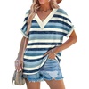 image:imageWIHOLL Womens Summer Tops Short Dolman Sleeve Shirts 2026 Fashion V Neck Outfits Clothes2striped  Blue