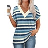 image:imageWIHOLL Womens Summer Tops Short Dolman Sleeve Shirts 2026 Fashion V Neck Outfits Clothes2striped  Blue