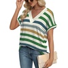 image:imageWIHOLL Womens Summer Tops Short Dolman Sleeve Shirts 2026 Fashion V Neck Outfits Clothes2striped  Green