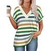 image:imageWIHOLL Womens Summer Tops Short Dolman Sleeve Shirts 2026 Fashion V Neck Outfits Clothes2striped  Green