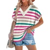 image:imageWIHOLL Womens Summer Tops Short Dolman Sleeve Shirts 2026 Fashion V Neck Outfits Clothes2striped  Hot Pink