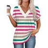 image:imageWIHOLL Womens Summer Tops Short Dolman Sleeve Shirts 2026 Fashion V Neck Outfits Clothes2striped  Hot Pink