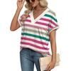 image:imageWIHOLL Womens Summer Tops Short Dolman Sleeve Shirts 2026 Fashion V Neck Outfits Clothes2striped  Hot Pink