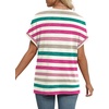 image:imageWIHOLL Womens Summer Tops Short Dolman Sleeve Shirts 2026 Fashion V Neck Outfits Clothes2striped  Hot Pink