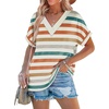 image:imageWIHOLL Womens Summer Tops Short Dolman Sleeve Shirts 2026 Fashion V Neck Outfits Clothes2striped  Orange