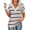 image:imageWIHOLL Womens Summer Tops Short Dolman Sleeve Shirts 2026 Fashion V Neck Outfits Clothes2striped  Pink