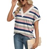 image:imageWIHOLL Womens Summer Tops Short Dolman Sleeve Shirts 2026 Fashion V Neck Outfits Clothes2striped  Pink