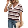 image:imageWIHOLL Womens Summer Tops Short Dolman Sleeve Shirts 2026 Fashion V Neck Outfits Clothes2striped  Purple