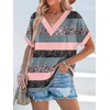image:imageWIHOLL Womens Summer Tops Short Dolman Sleeve Shirts 2026 Fashion V Neck Outfits Clothes2stripes PinkBlue