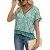 image:imageWIHOLL Womens Summer Tops Short Dolman Sleeve Shirts 2026 Fashion V Neck Outfits Clothes3floral Blue